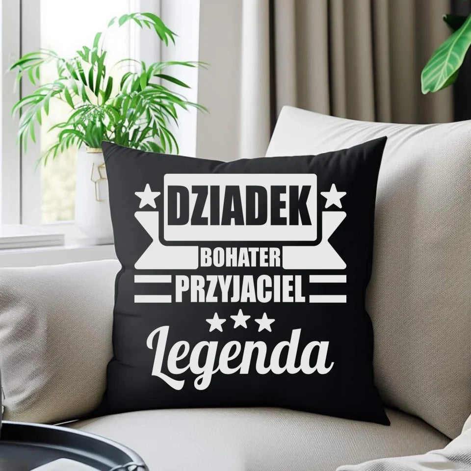 Dziadek Legenda | Poduszka dekoracyjna dla dziadka D20 - StoryCups.pl
