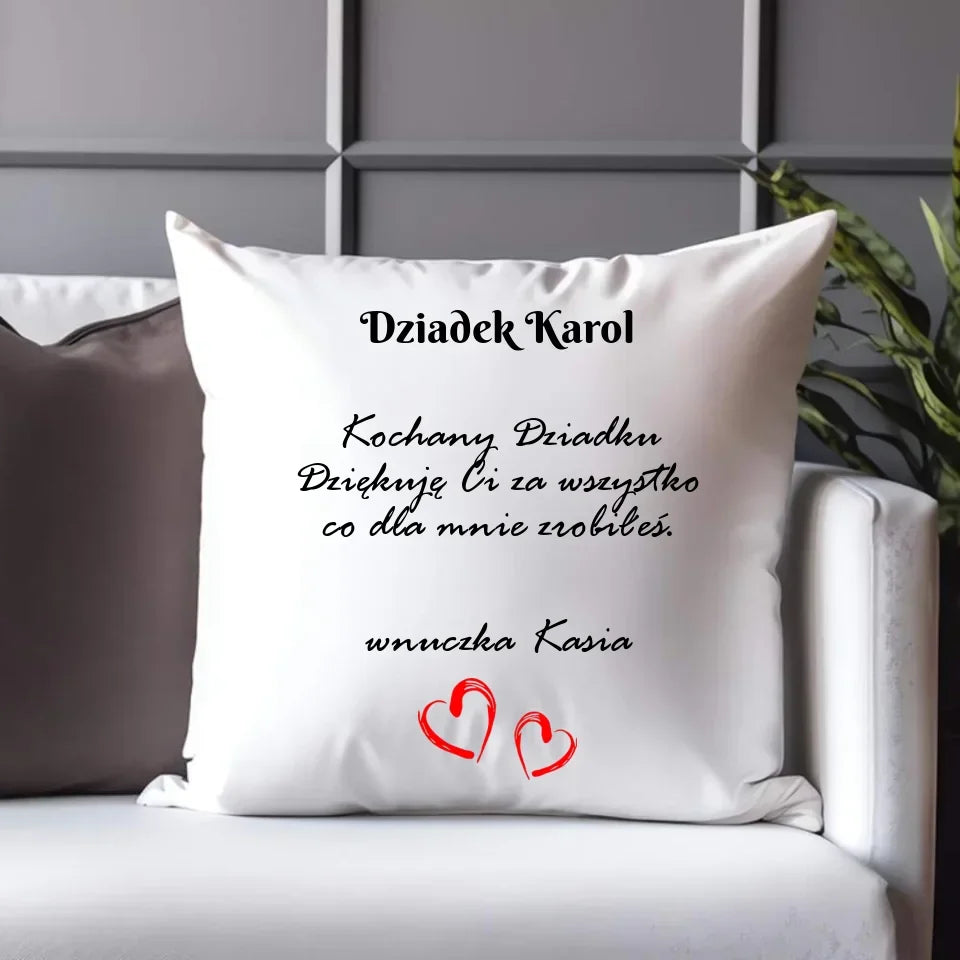 Kochany Dziadku | Personalizowana poduszka dla dziadka D21 - StoryCups.pl