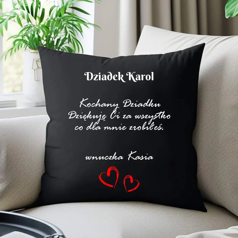 Kochany Dziadku | Personalizowana poduszka dekoracyjna dla dziadka D21 - StoryCups.pl