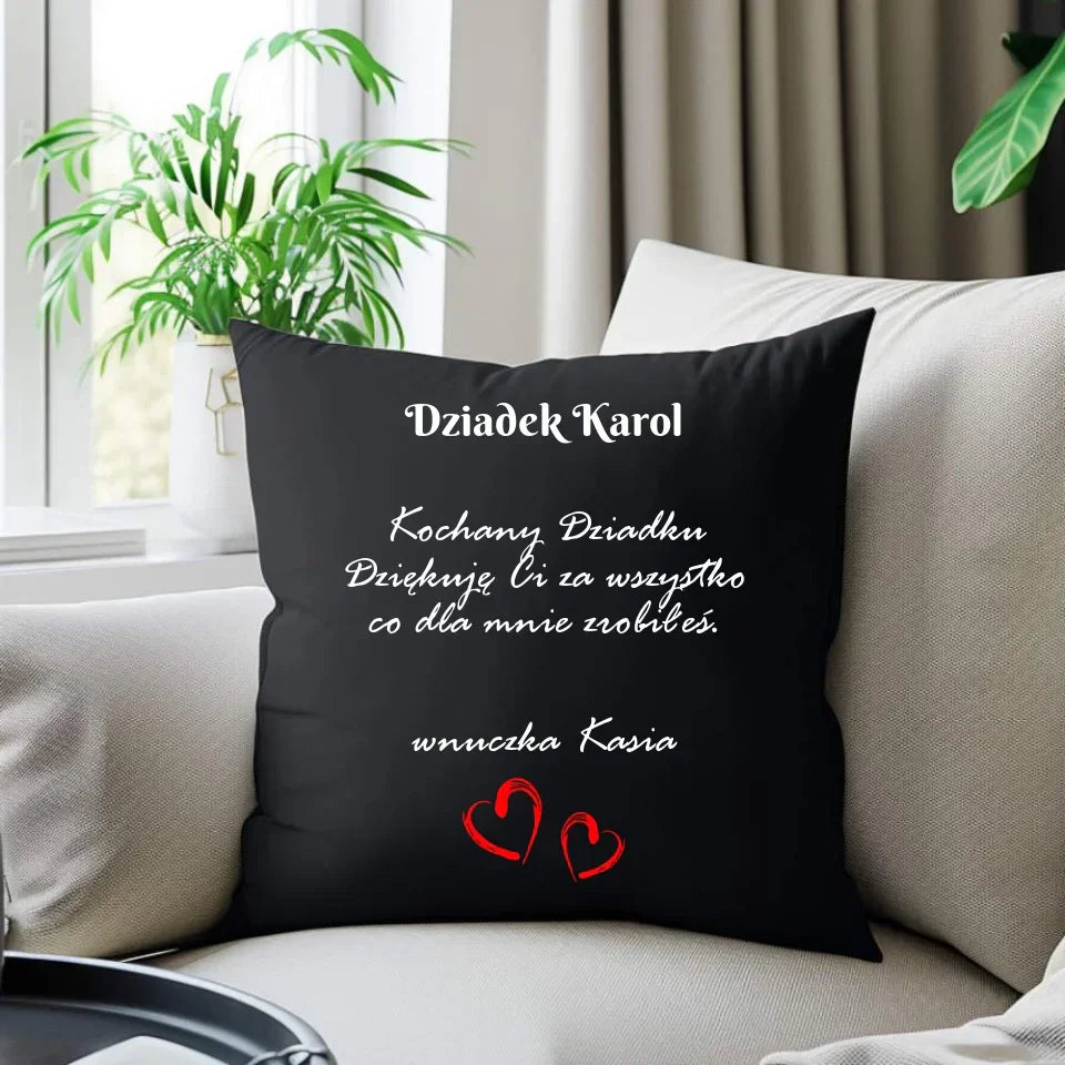 Kochany Dziadku | Personalizowana poduszka dekoracyjna dla dziadka D21 - StoryCups.pl