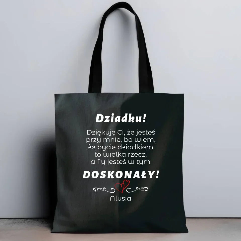 Dziadku jesteś doskonały | Czarna torba dla dziadka D22 - StoryCups.pl