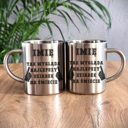 Tak wygląda najlepszy dziadek na świecie | Kubek metalowy dla dziadka D24 - StoryCups.pl
