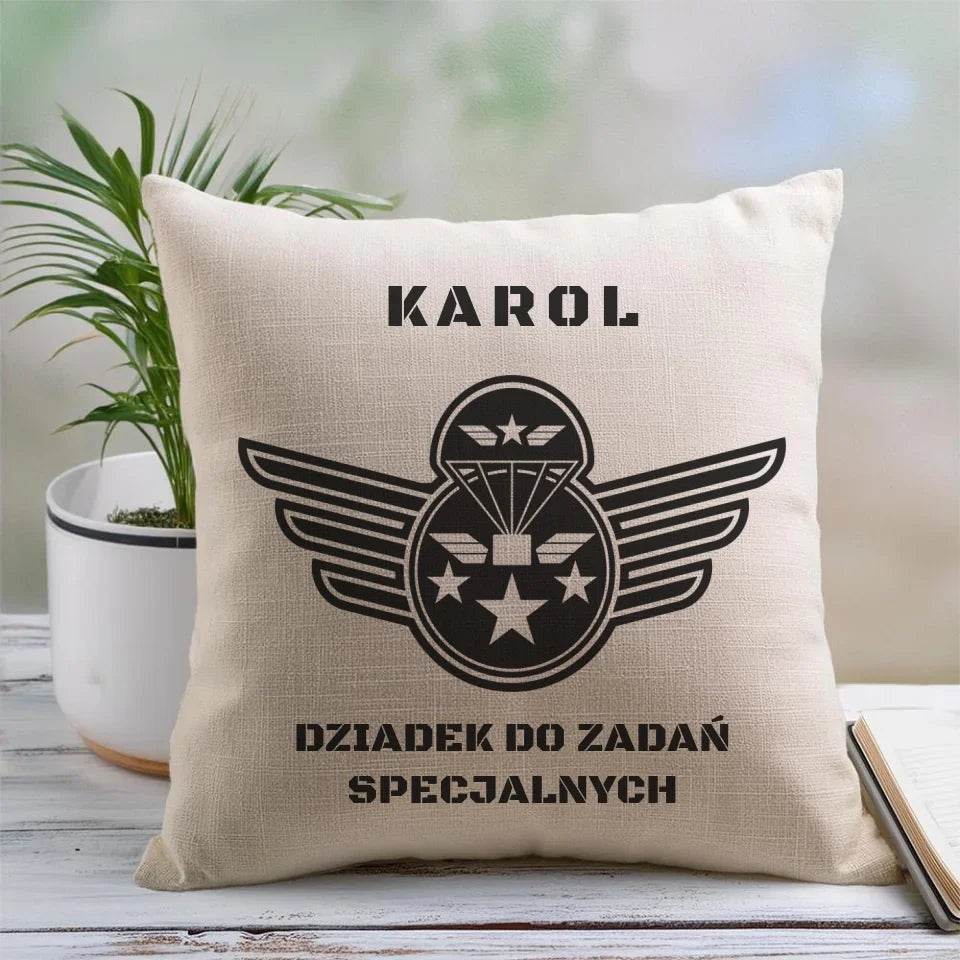 Lniana poduszka dla dziadka - prezent na Dzień Dziadka, urodziny, Święta