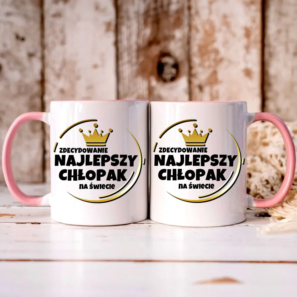 Personalizowany różowy kubek dla chłopaka prezent na Dzień Chłopaka Święta Urodziny