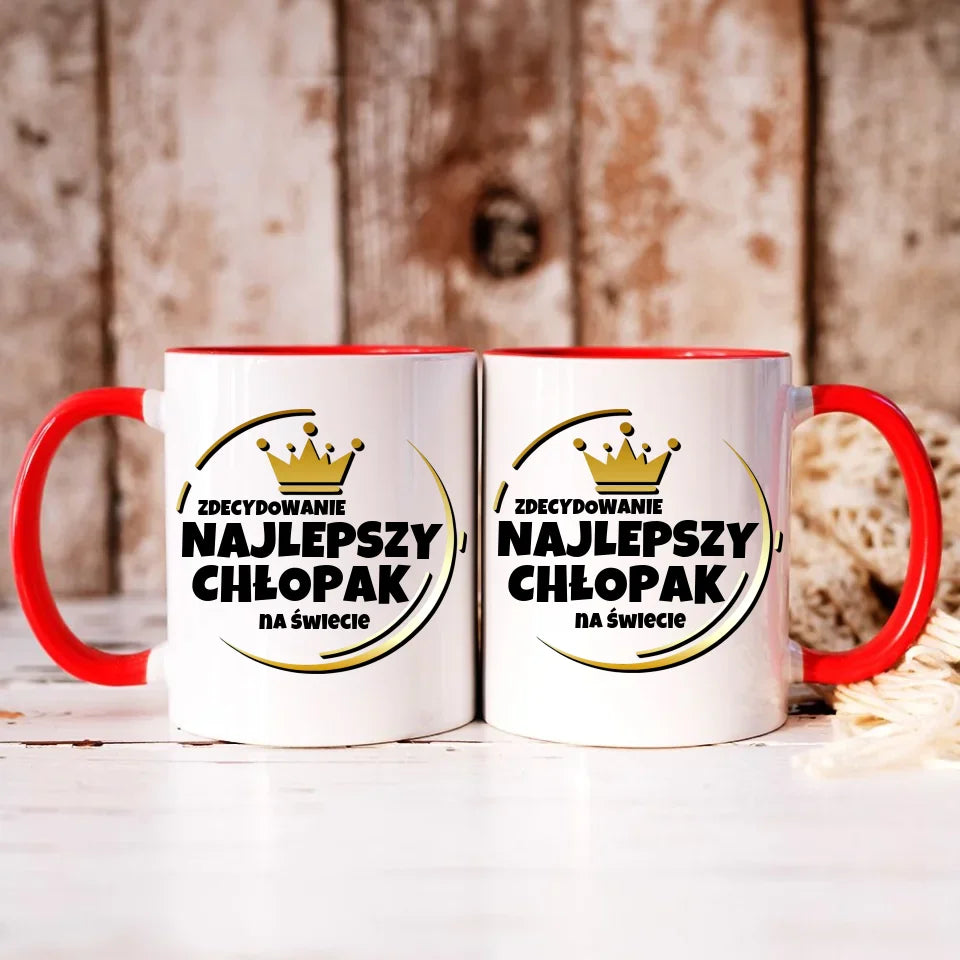 Personalizowany czerwony kubek dla chłopaka prezent na Dzień Chłopaka Święta Urodziny