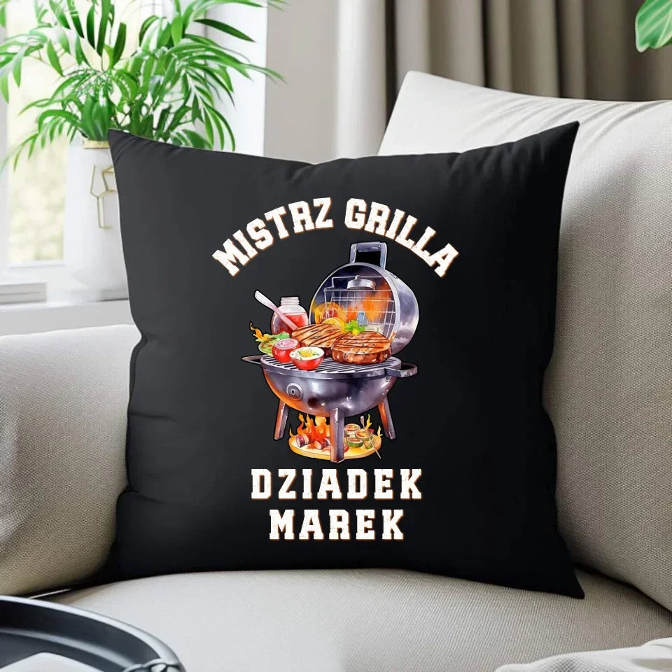 Dziadek mistrz grilla | Poduszka dekoracyjna dla dziadka D33 - StoryCups.pl