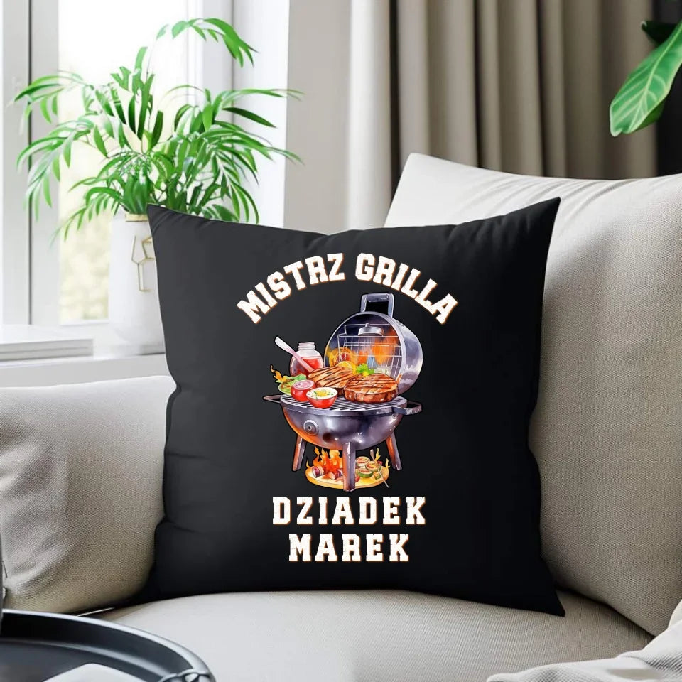 Dziadek mistrz grilla | Poduszka dekoracyjna dla dziadka D33 - StoryCups.pl