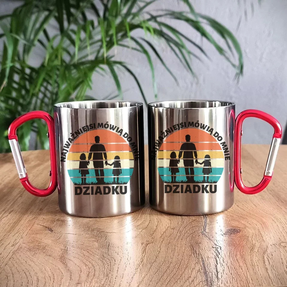 Najważniejsi mówią do mnie dziadku | Kubek metalowy dla dziadka D34 - StoryCups.pl