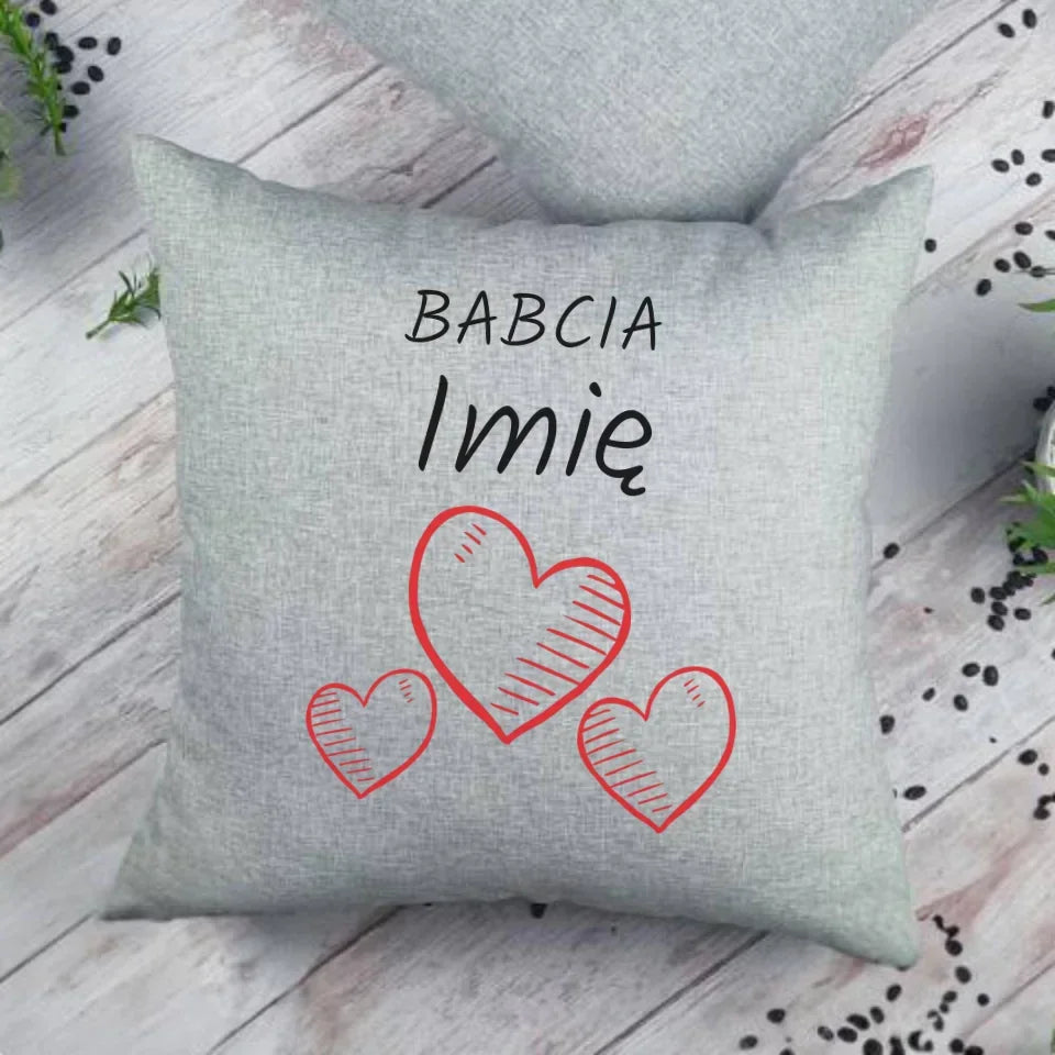 Serca | Personalizowana poduszka dla babci B01 - StoryCups.pl