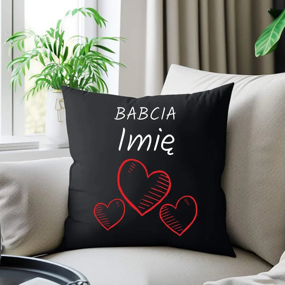 Serca | Personalizowana poduszka dekoracyjna dla babci B01 - StoryCups.pl