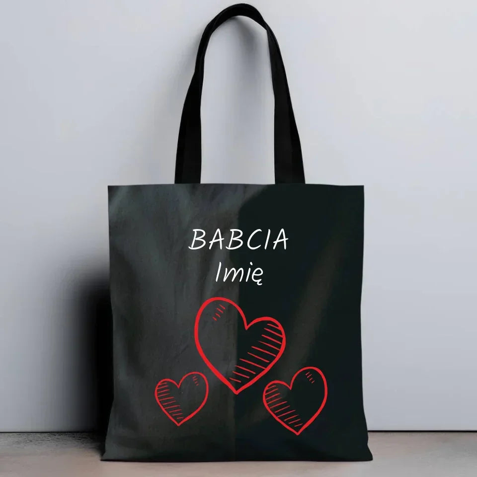 Serca | Personalizowana torba dla babci B01 - StoryCups.pl