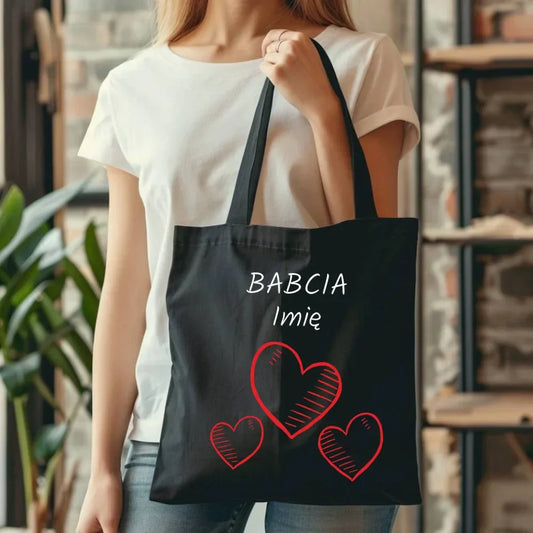 Serca | Personalizowana torba dla babci B01 - StoryCups.pl