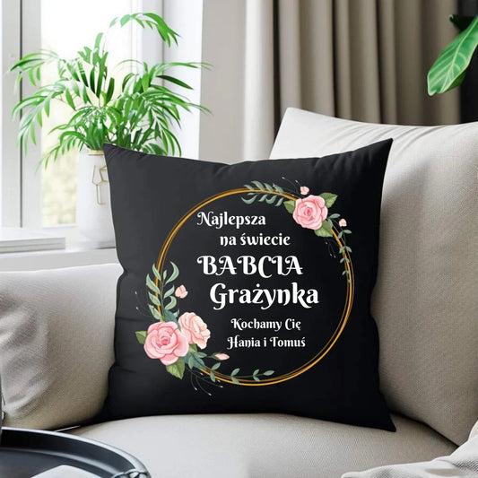 Najlepsza babcia na świecie | Personalizowana poduszka dekoracyjna dla babci B04 - StoryCups.pl