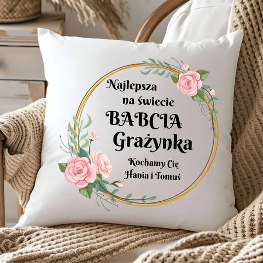 Najlepsza babcia na świecie | Personalizowana poduszka dla babci B04 - StoryCups.pl