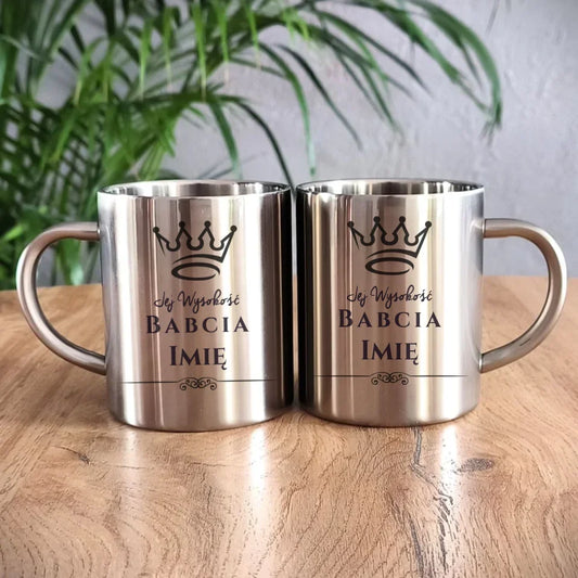 Jej Wysokość Babcia | Personalizowany kubek metalowy dla babci B11 - StoryCups.pl