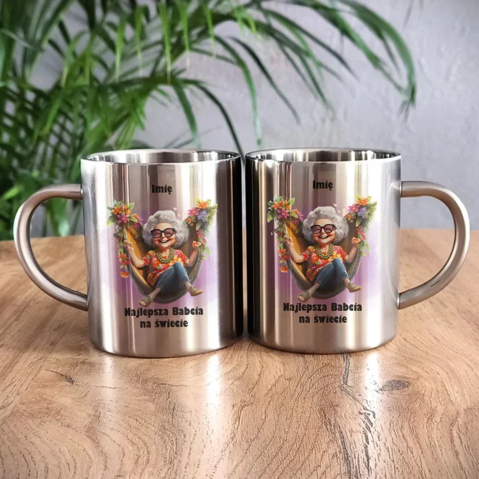 Najlepsza Babcia na świecie | Personalizowany kubek metalowy dla babci B14 - StoryCups.pl