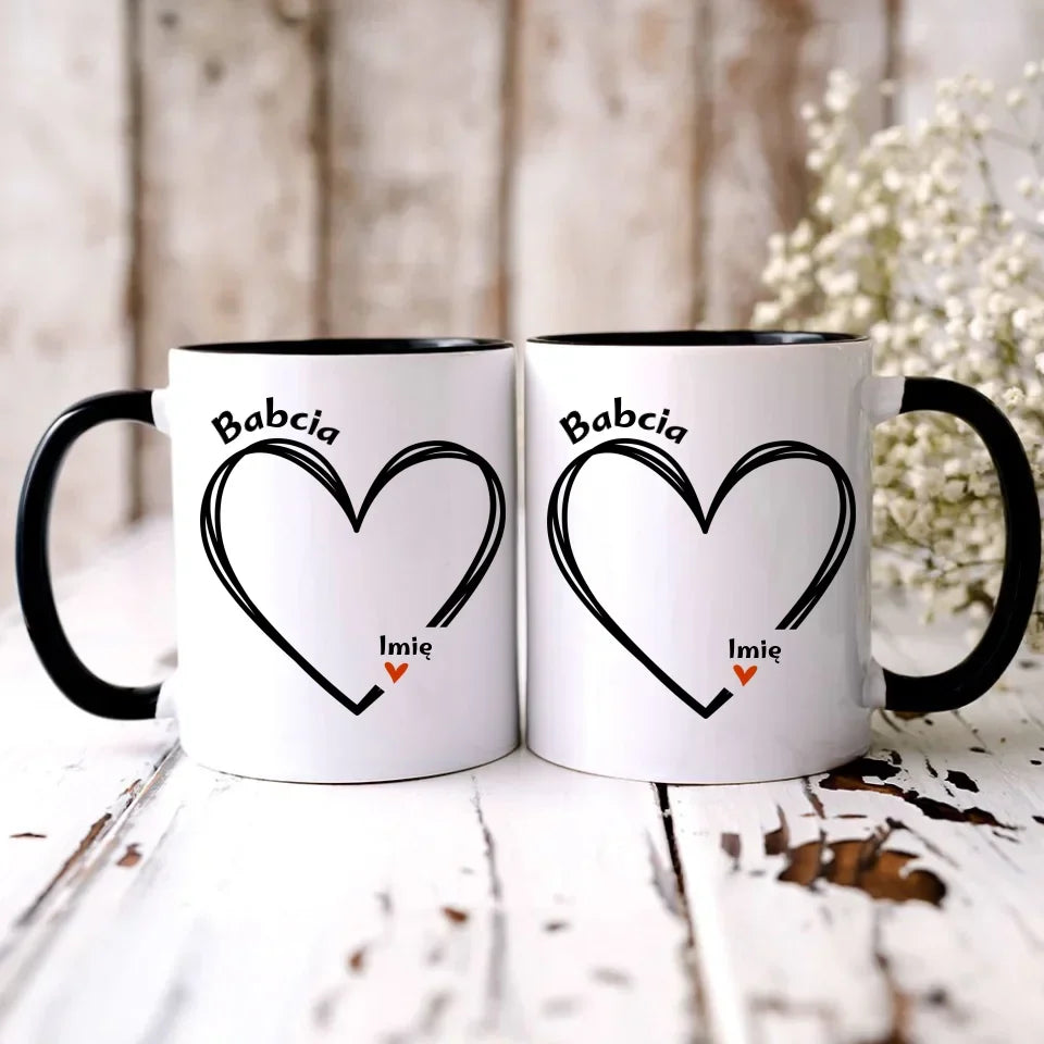 Serce z imionami wnuków | Personalizowany kubek dla babci B26 - StoryCups.pl