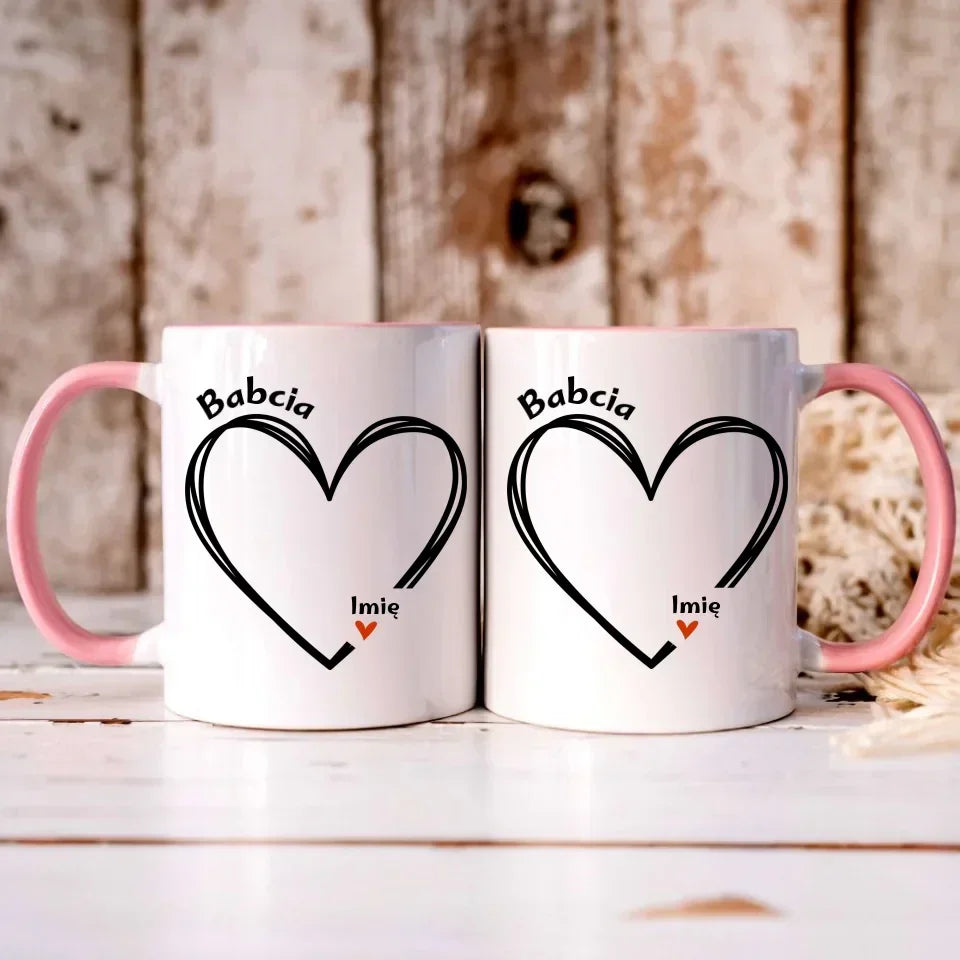 Serce z imionami wnuków | Personalizowany kubek dla babci B26 - StoryCups.pl