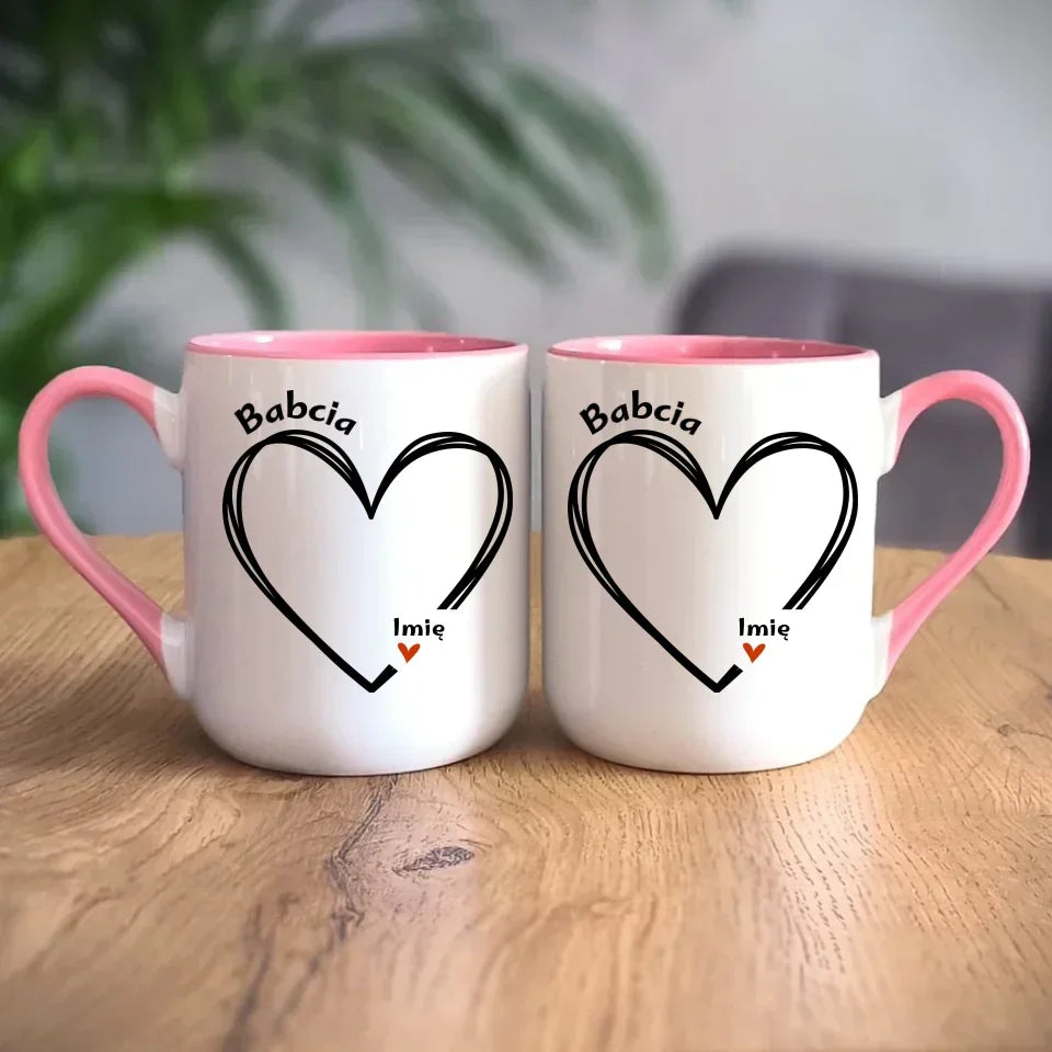 Serce z imionami wnuków | Personalizowany kubek dla babci B26 - StoryCups.pl