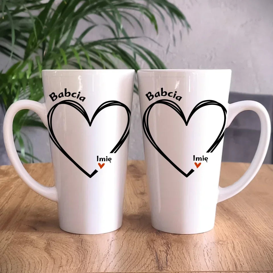 Serce z imionami wnuków | Personalizowany kubek dla babci B26 - StoryCups.pl