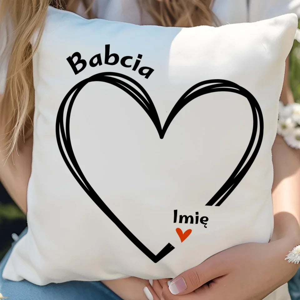 Serce z imionami wnuków | Personalizowana poduszka dla babci B26 - StoryCups.pl