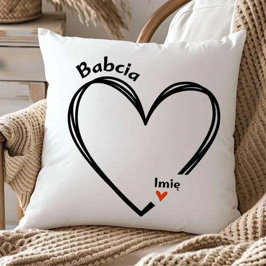 Serce z imionami wnuków | Personalizowana poduszka dla babci B26 - StoryCups.pl