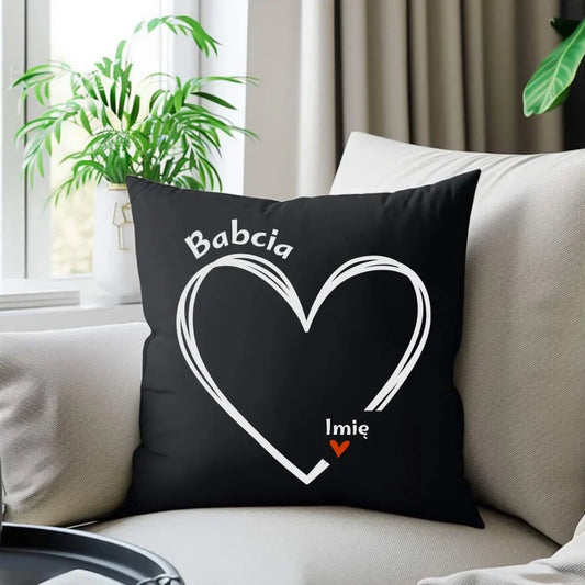 Serce z imionami wnuków | Personalizowana poduszka dekoracyjna dla babci B26 - StoryCups.pl