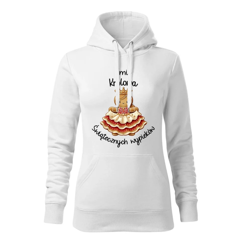 Świąteczna bluza damska z kapturem biała na prezent personalizacja hoodie Święta Boże Narodzenie Mikołajki