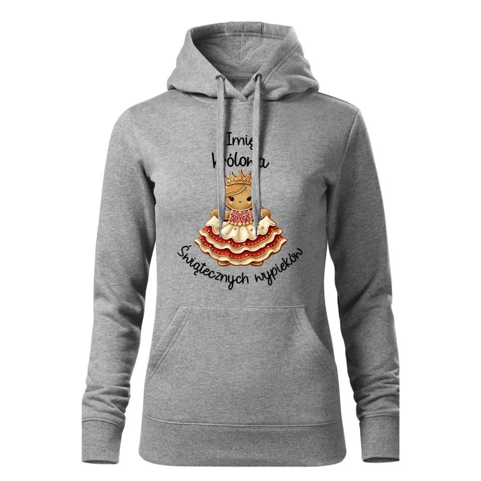 Świąteczna bluza damska z kapturem szara na prezent personalizacja hoodie Święta Boże Narodzenie Mikołajki