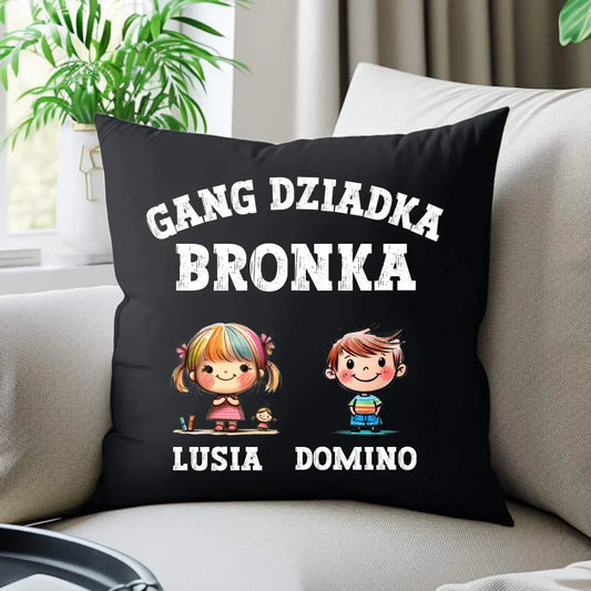 Gang Dziadka | Personalizowana poduszka dekoracyjna dla dziadka D18 - StoryCups.pl