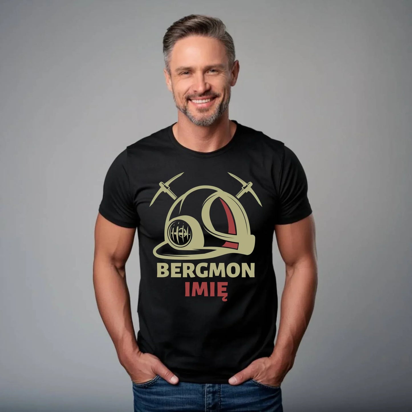 Bergmon imię | Personalizowana koszulka męska dla górnika na prezent Barbórka G07 - StoryCups.pl