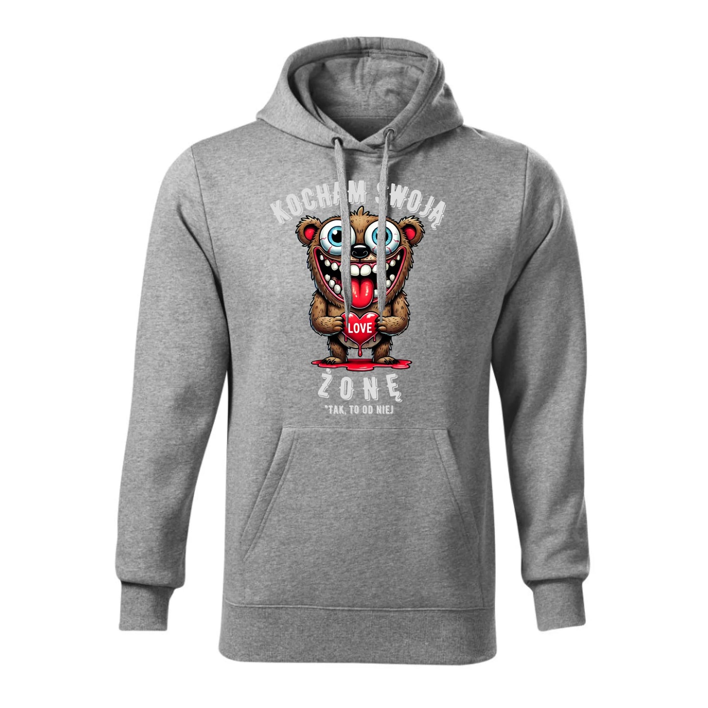 Personalizowana jesienna bluza z kapturem na prezent - szara - nadruk - hoodie