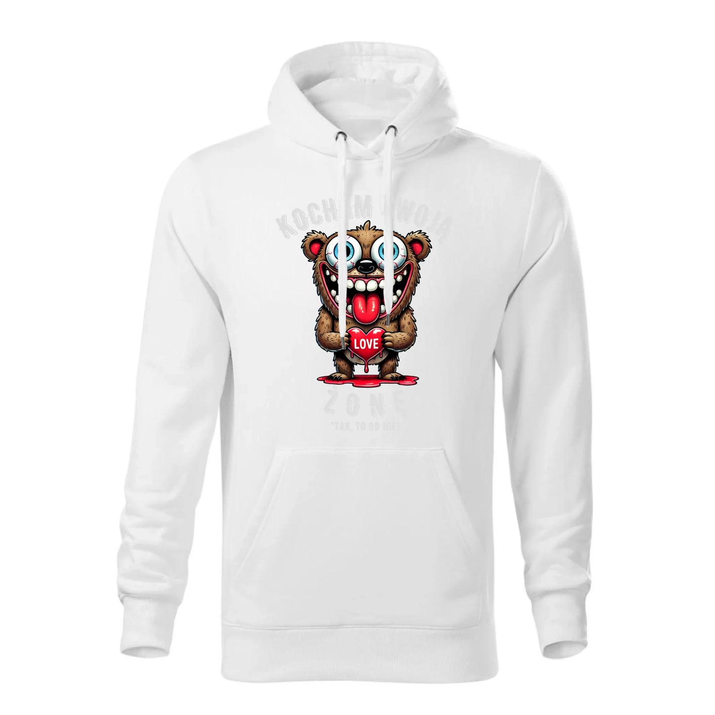 Personalizowana jesienna bluza z kapturem na prezent - biała - nadruk - hoodie