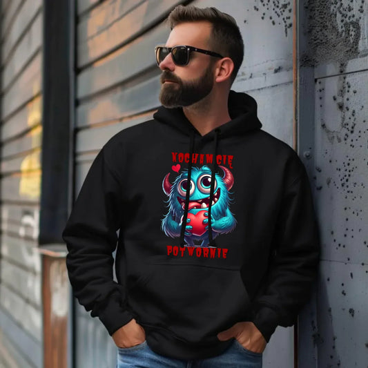 Kocham Cię potwornie | Bluza męska z kapturem W45 - StoryCups.pl