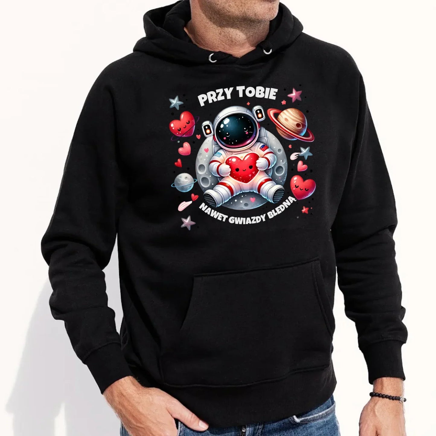 Przy Tobie nawet gwiazdy bledną | Bluza męska z kapturem W57 - StoryCups.pl