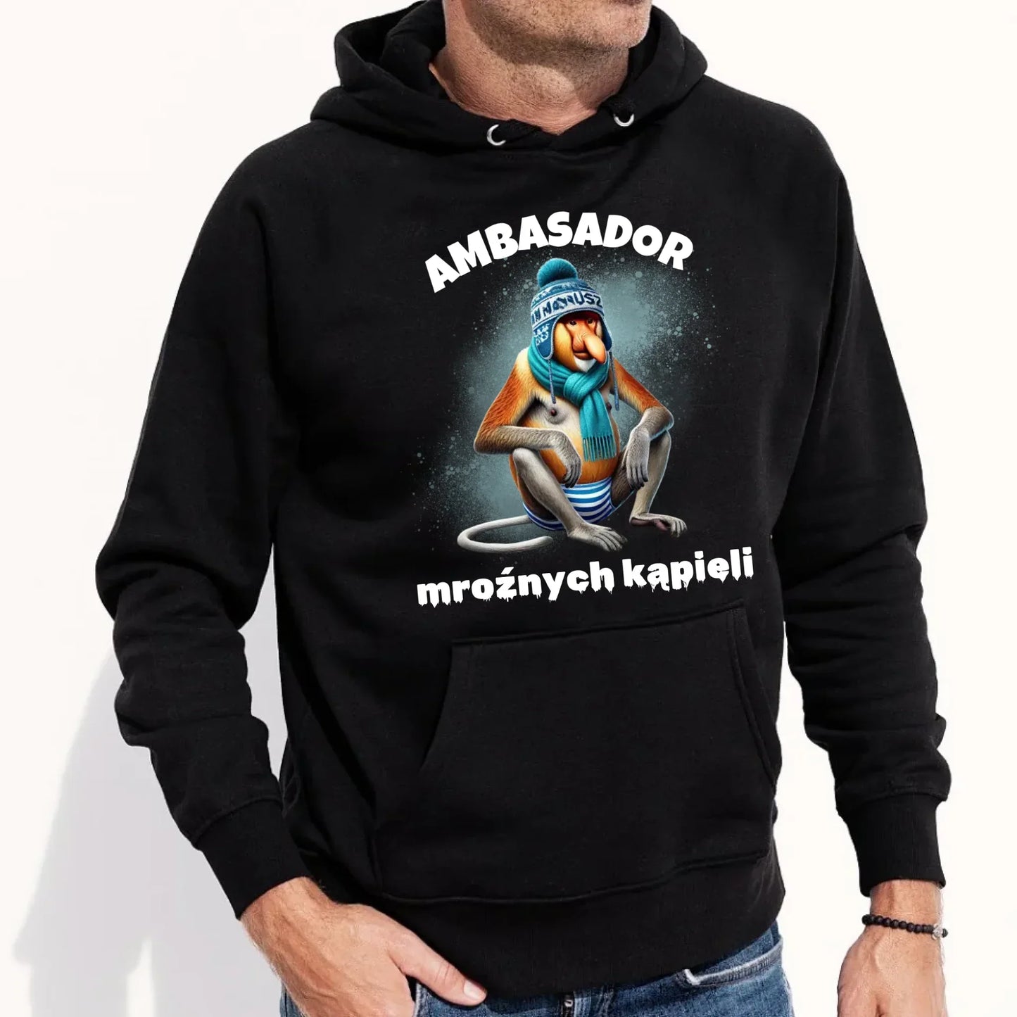 Ambasador mroźnych kąpieli | Bluza męska z kapturem HM03 - StoryCups.pl