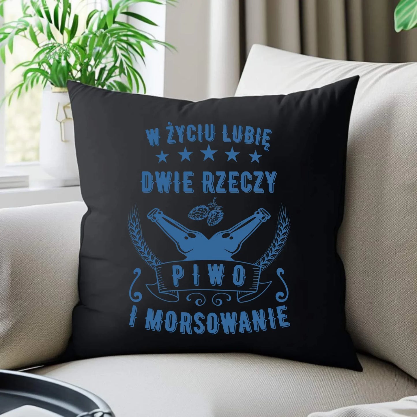 W życiu lubię dwie rzeczy piwo i morsowanie | Poduszka dekoracyjna HM09 - StoryCups.pl