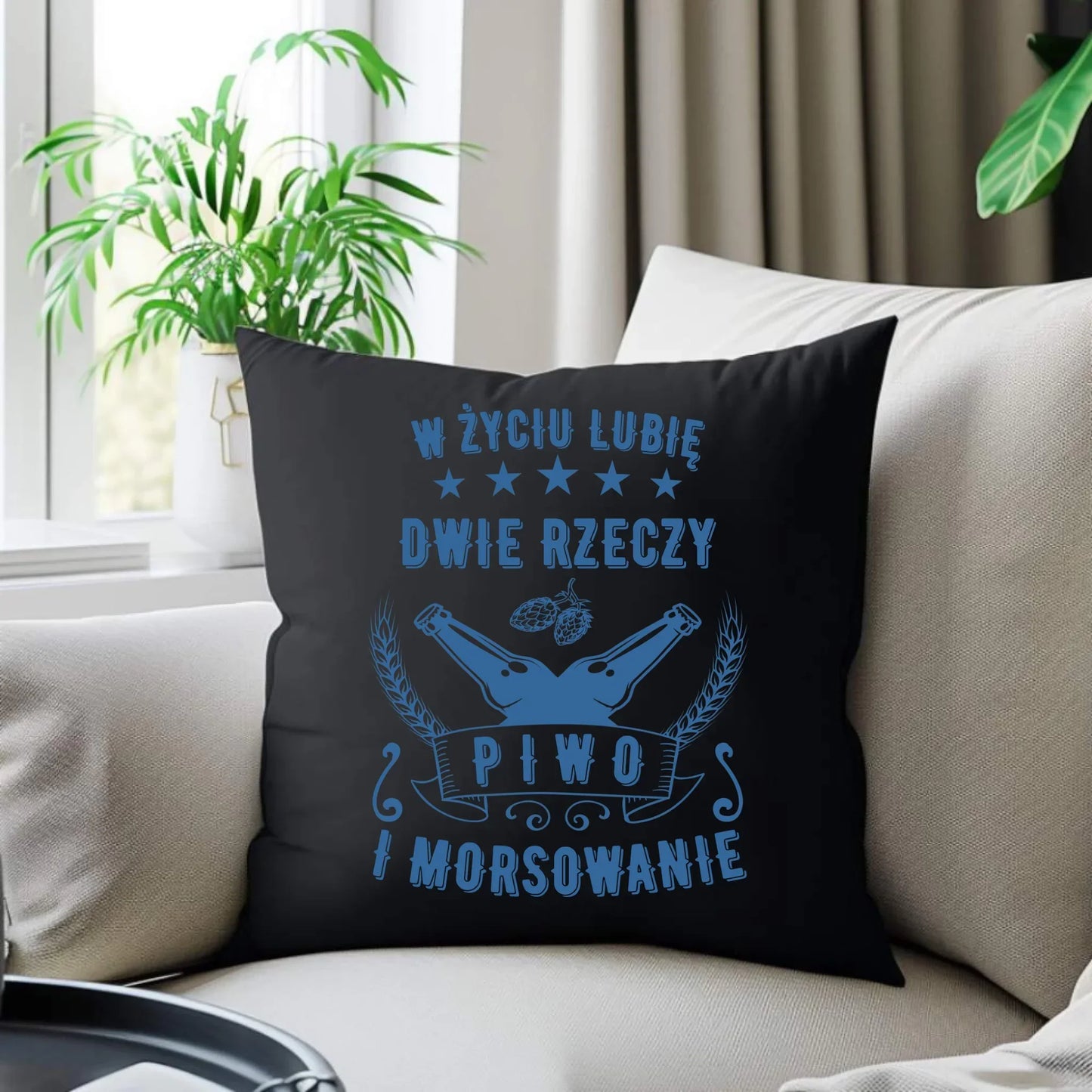 W życiu lubię dwie rzeczy piwo i morsowanie | Poduszka dekoracyjna HM09 - StoryCups.pl