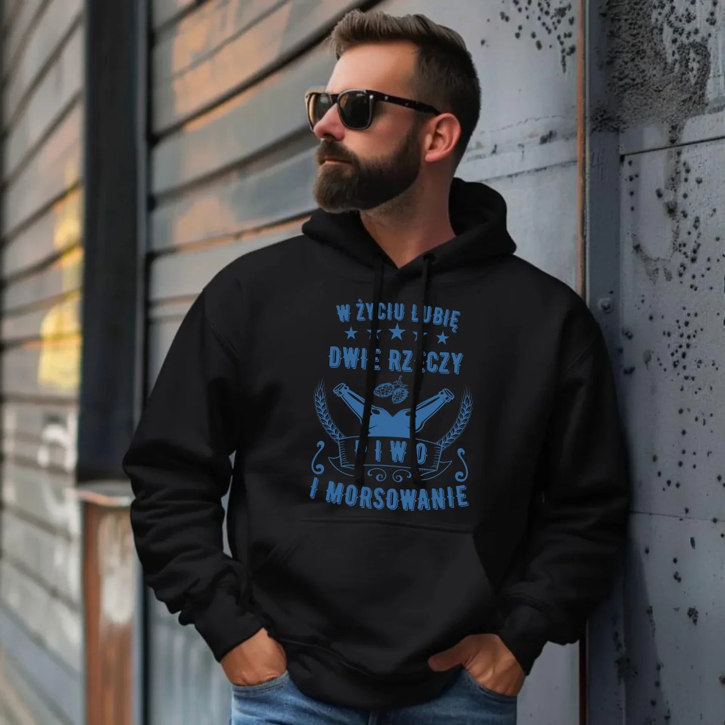 W życiu lubię dwie rzeczy piwo i morsowanie | Bluza męska z kapturem HM09 - StoryCups.pl