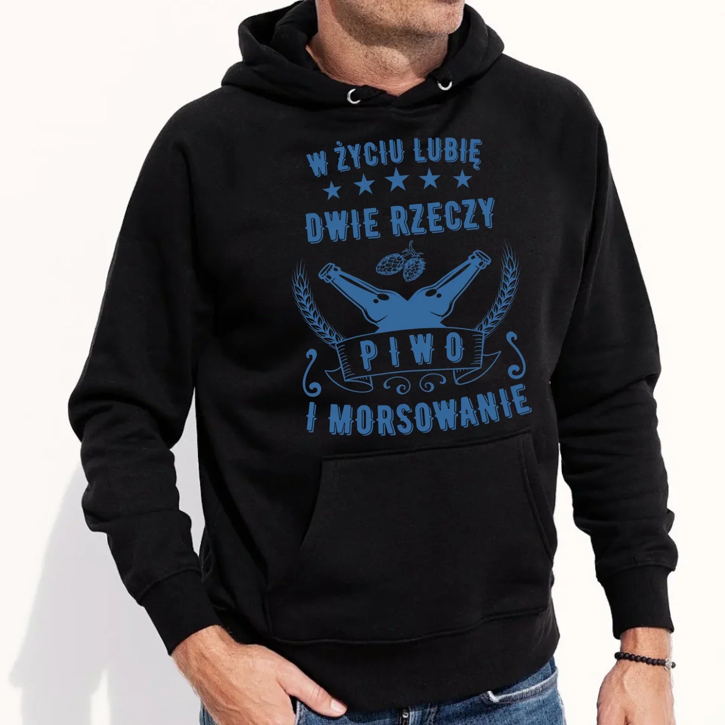 W życiu lubię dwie rzeczy piwo i morsowanie | Bluza męska z kapturem HM09 - StoryCups.pl