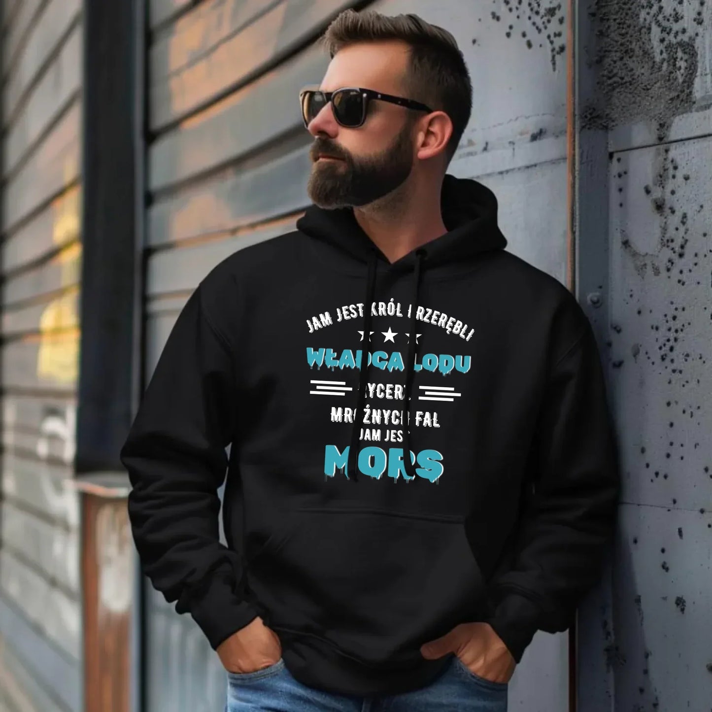 Jam jest Król przerębli władca lodu jam jest mors | Bluza męska z kapturem HM13 - StoryCups.pl
