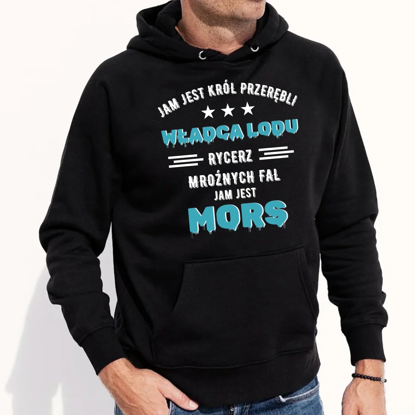 Jam jest Król przerębli władca lodu jam jest mors | Bluza męska z kapturem HM13 - StoryCups.pl