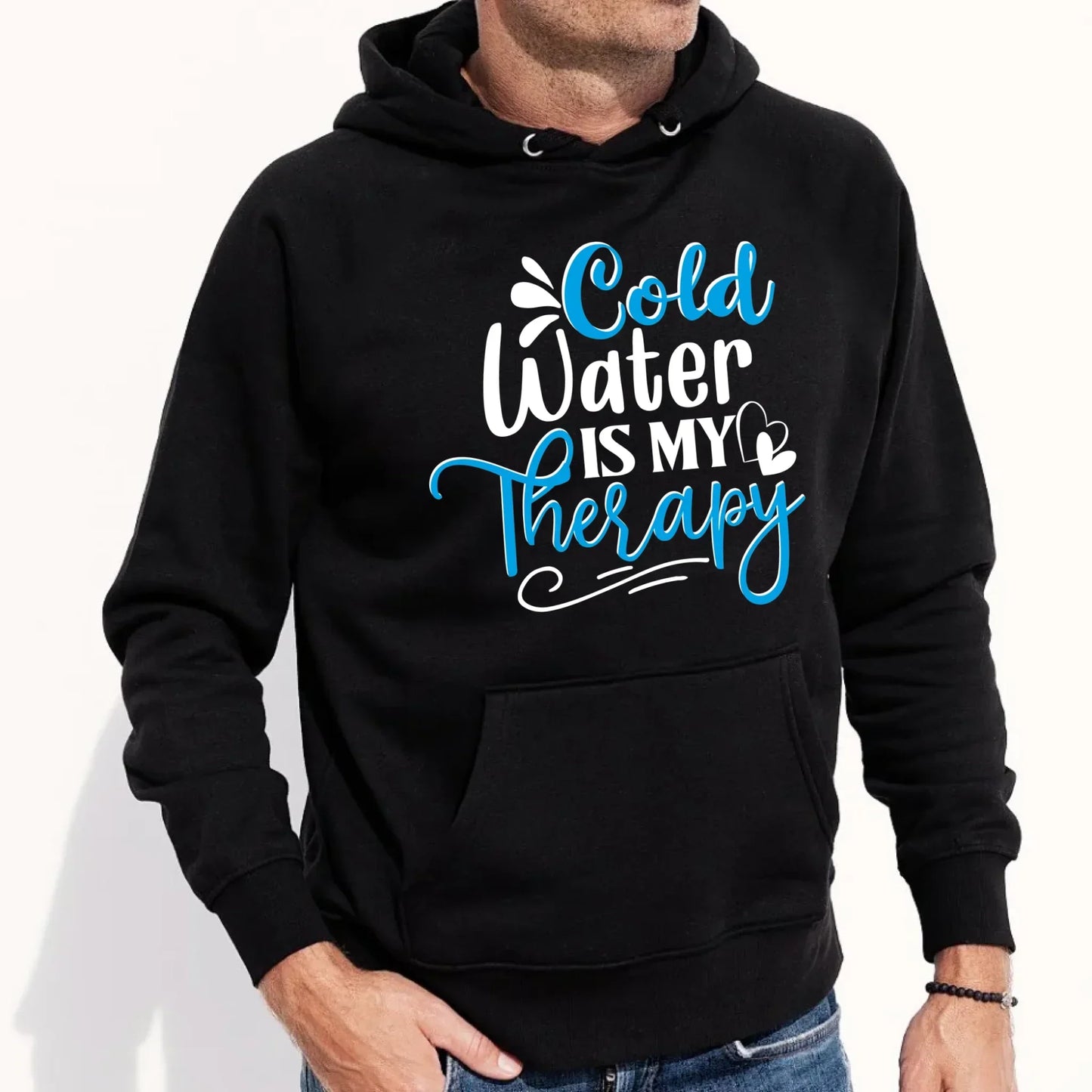 Cold water is my therapy | Bluza męska z kapturem HM14 - StoryCups.pl