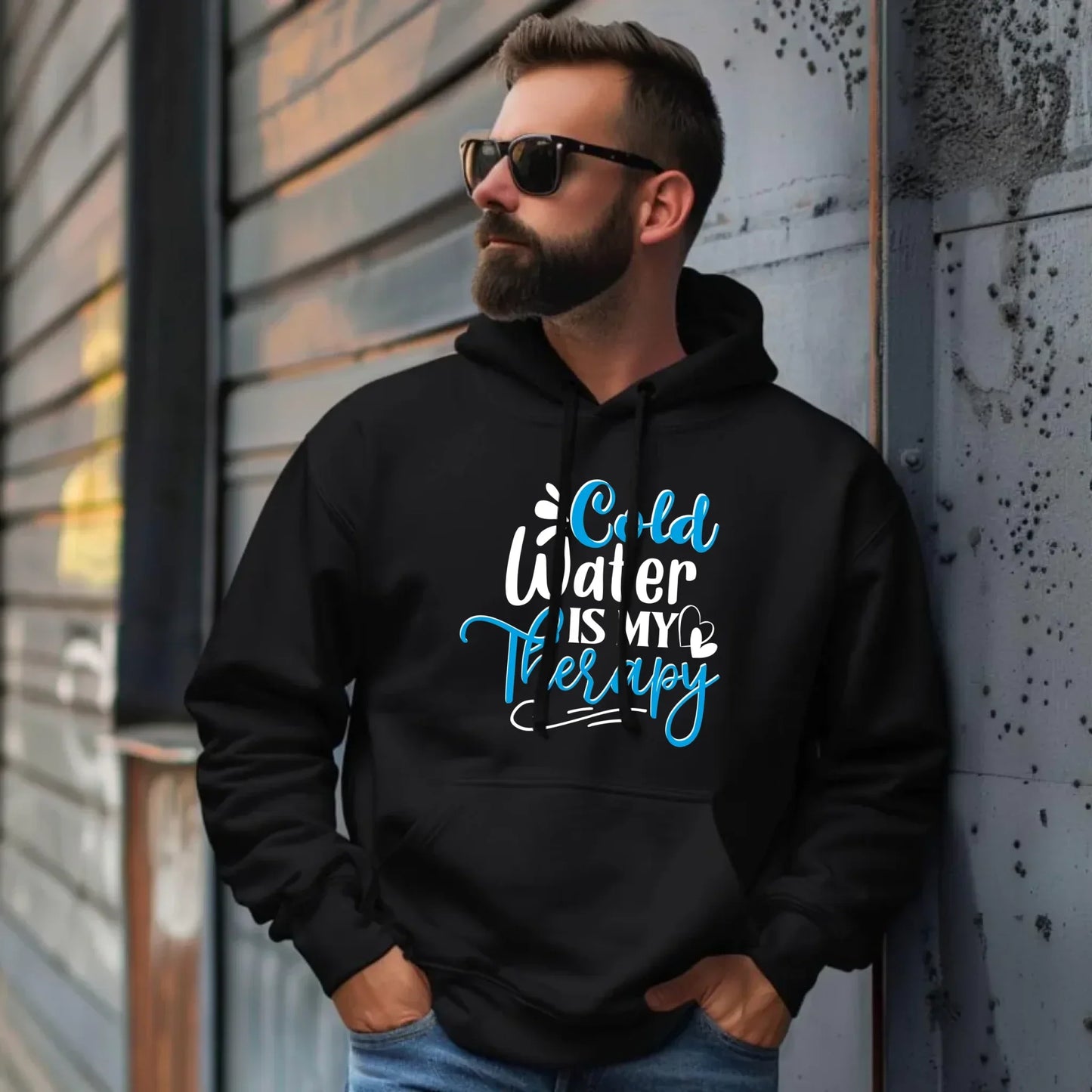 Cold water is my therapy | Bluza męska z kapturem HM14 - StoryCups.pl