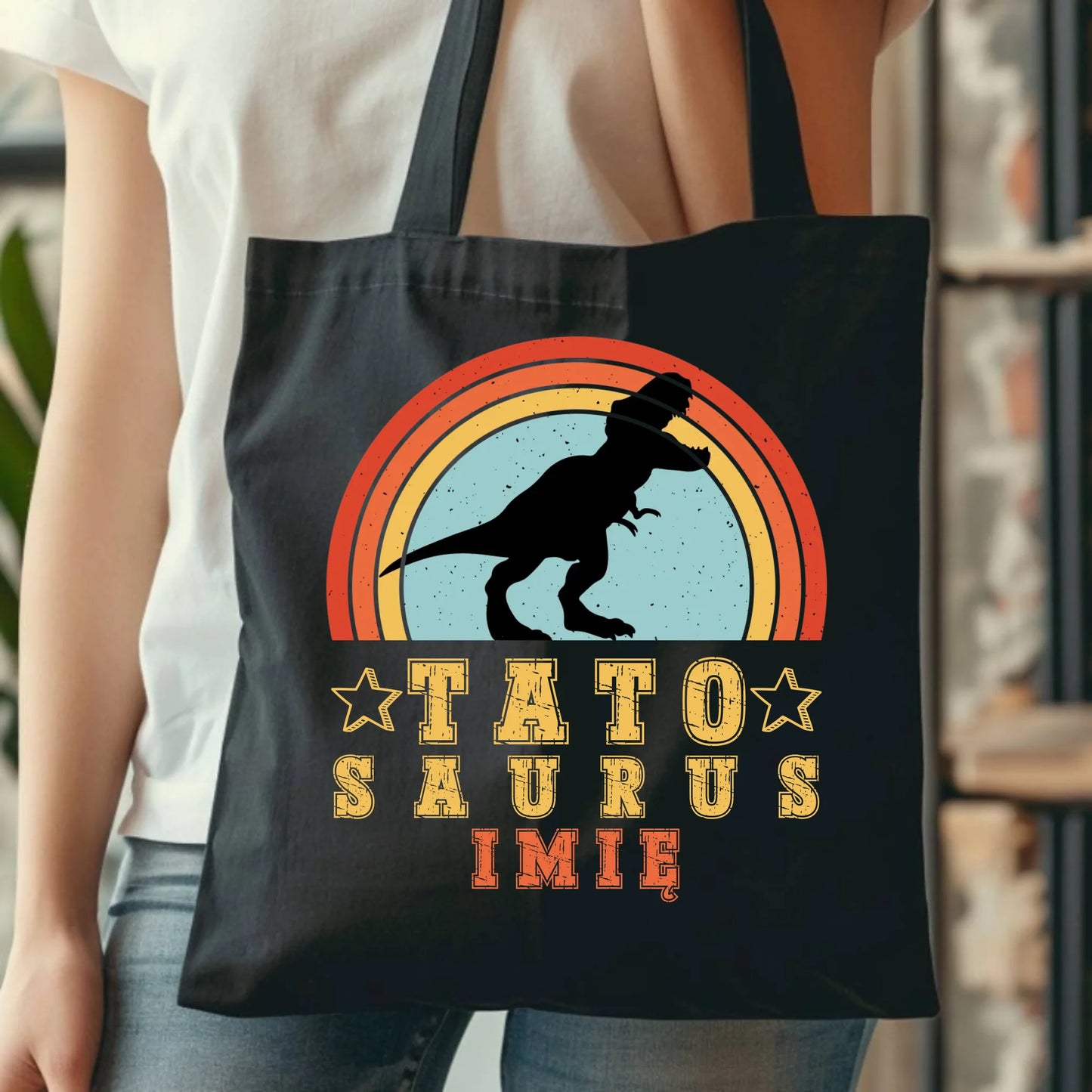 Personalizowana eco torba z nadrukiem dla taty - czarna - prezent dla taty, Dzień Ojca, Święta, Urodziny