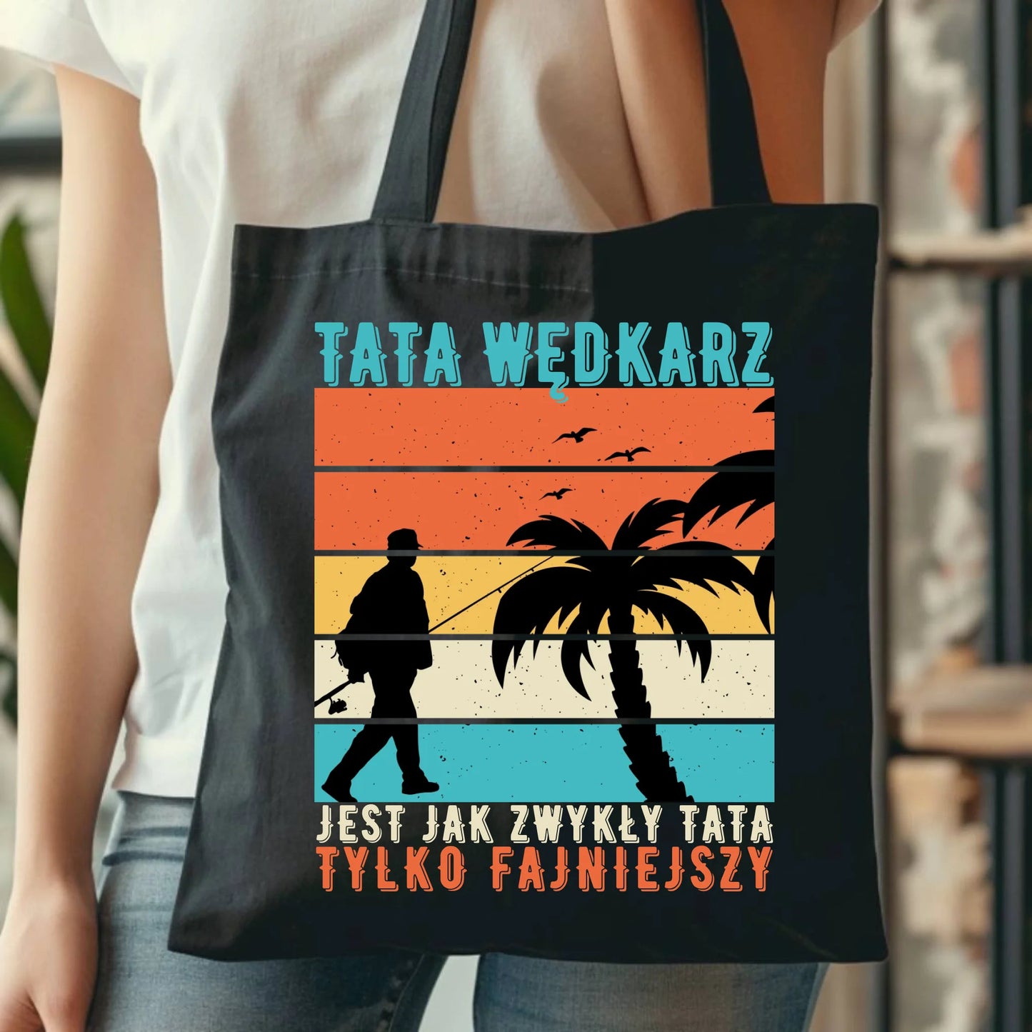 Personalizowana eco torba z nadrukiem dla taty - czarna - prezent dla taty, Dzień Ojca, Święta, Urodziny
