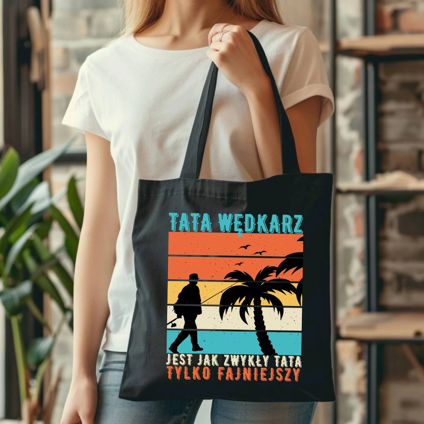 Personalizowana eco torba z nadrukiem dla taty - czarna - prezent dla taty, Dzień Ojca, Święta, Urodziny