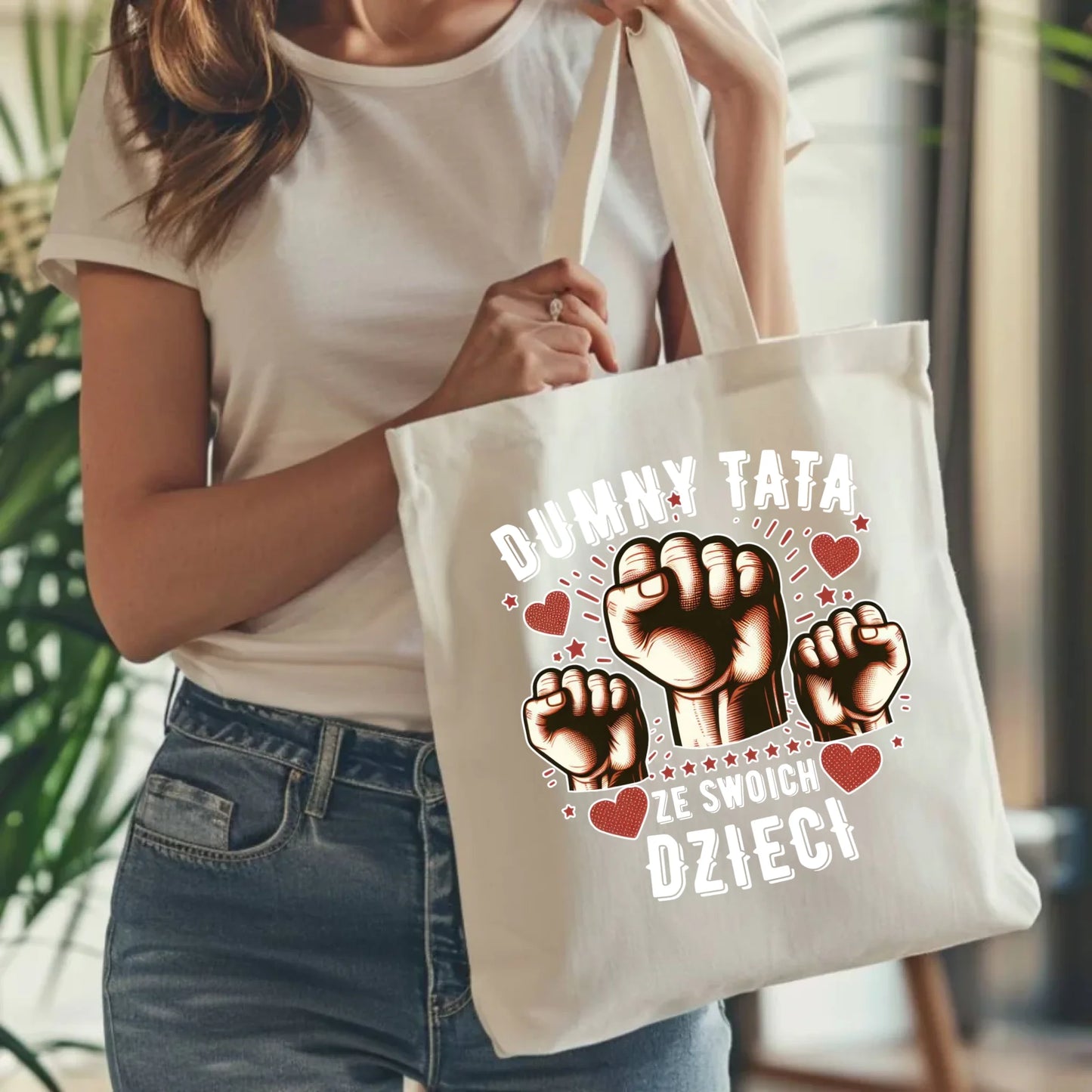 Personalizowana eco torba z nadrukiem dla taty - naturalna - prezent dla taty, Dzień Ojca, Święta, Urodziny