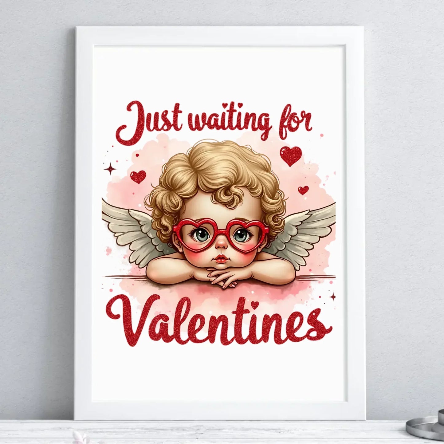 Czekam tylko na Walentynki | Plakat w ramie W24 - StoryCups.pl