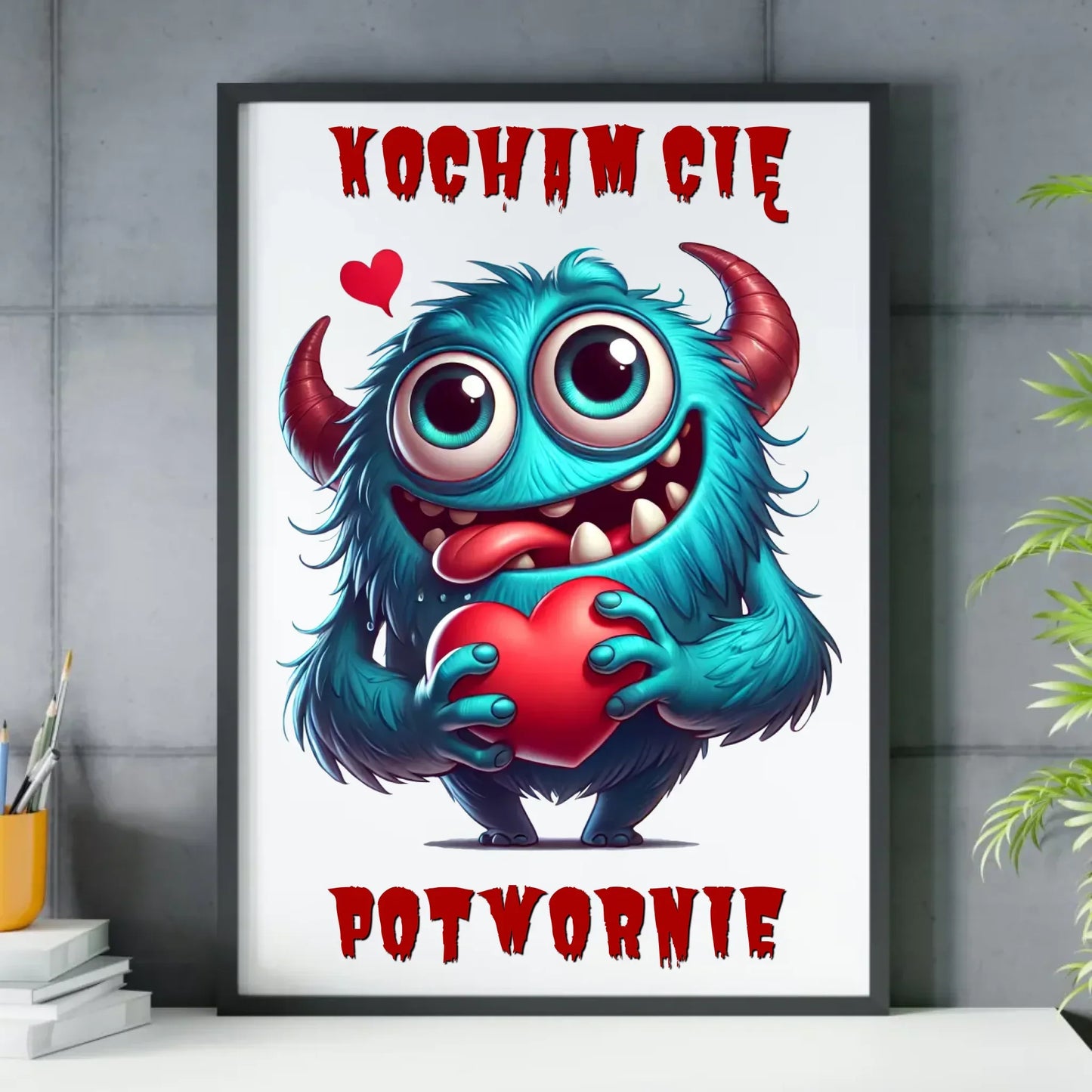 Kocham Cię potwornie | Plakat w ramie W45 - StoryCups.pl